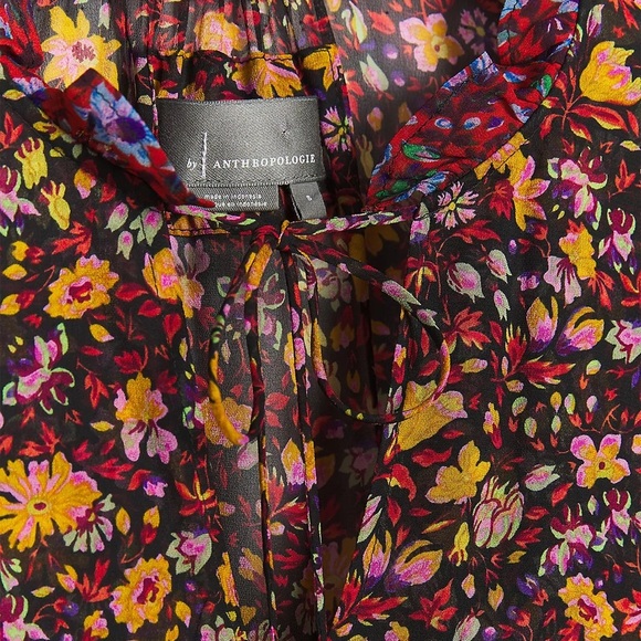 ANTHROPOLOGIE Helen Boho Floral Sheer Tunic Dress Size Medium - Picture 6 of 13